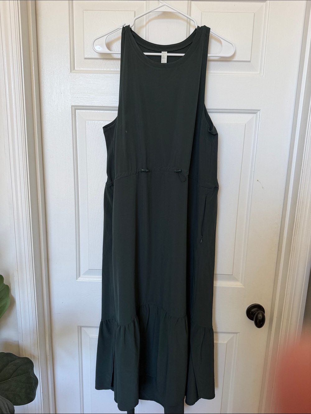Zella Sleeveless Tiered Maxi Dress - Dark Green